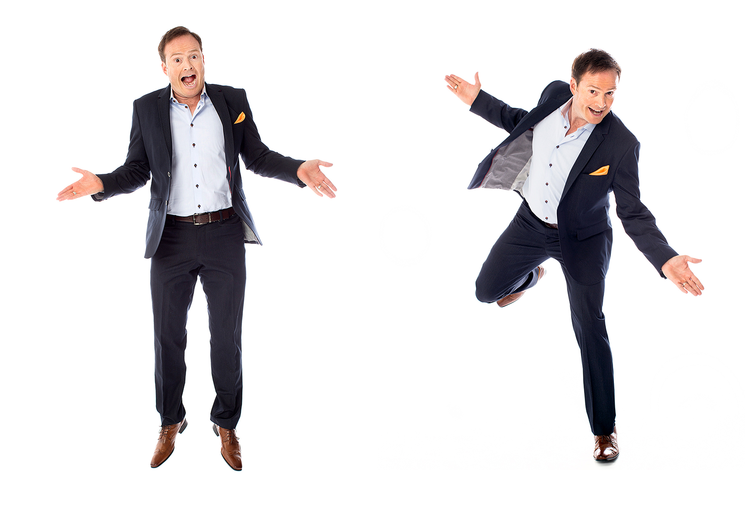 celebrity steve patterson does funny poses for his professional photos in a toronto studio