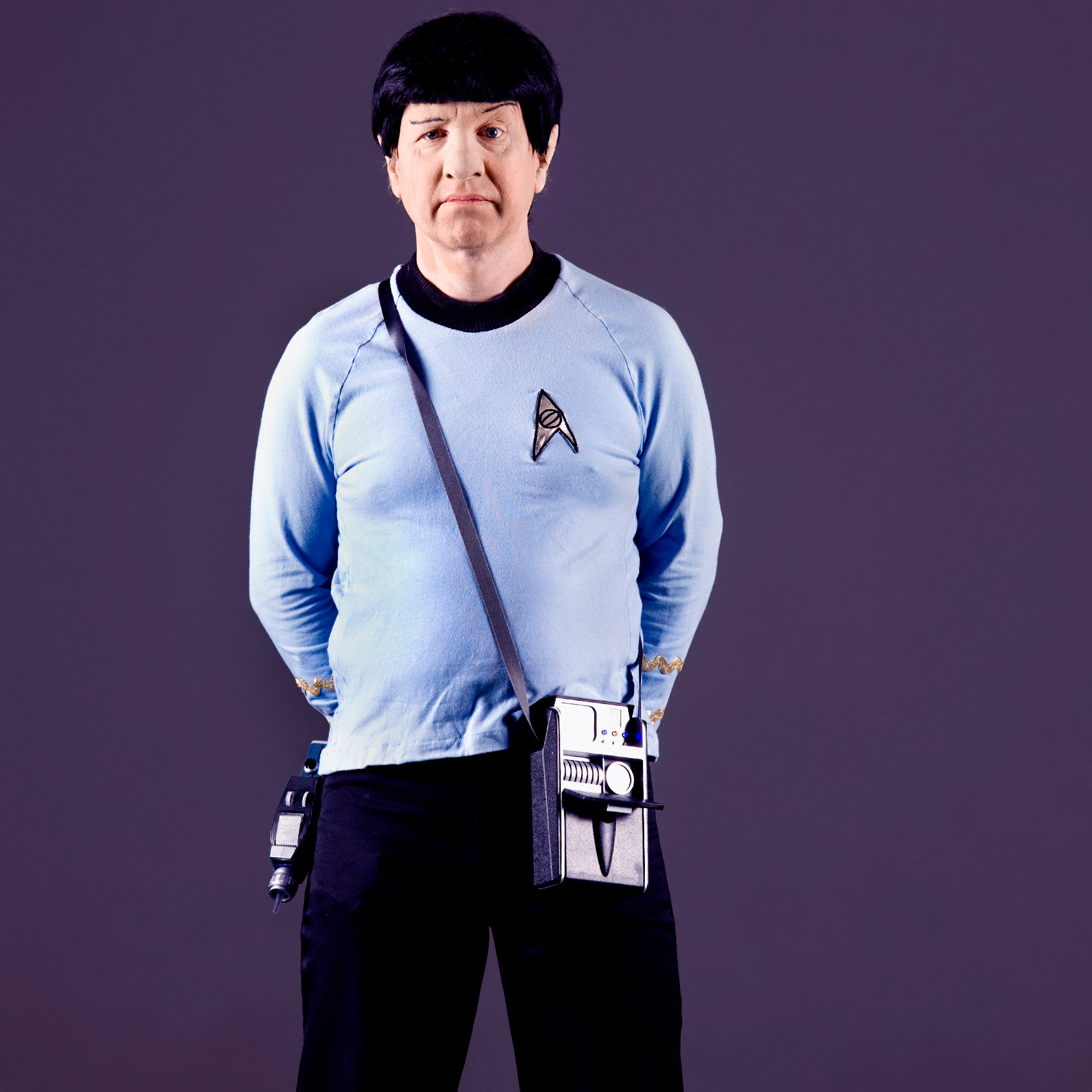 paul forest whos makes a career  imersonating spock poses for a portrait at toronto comicon