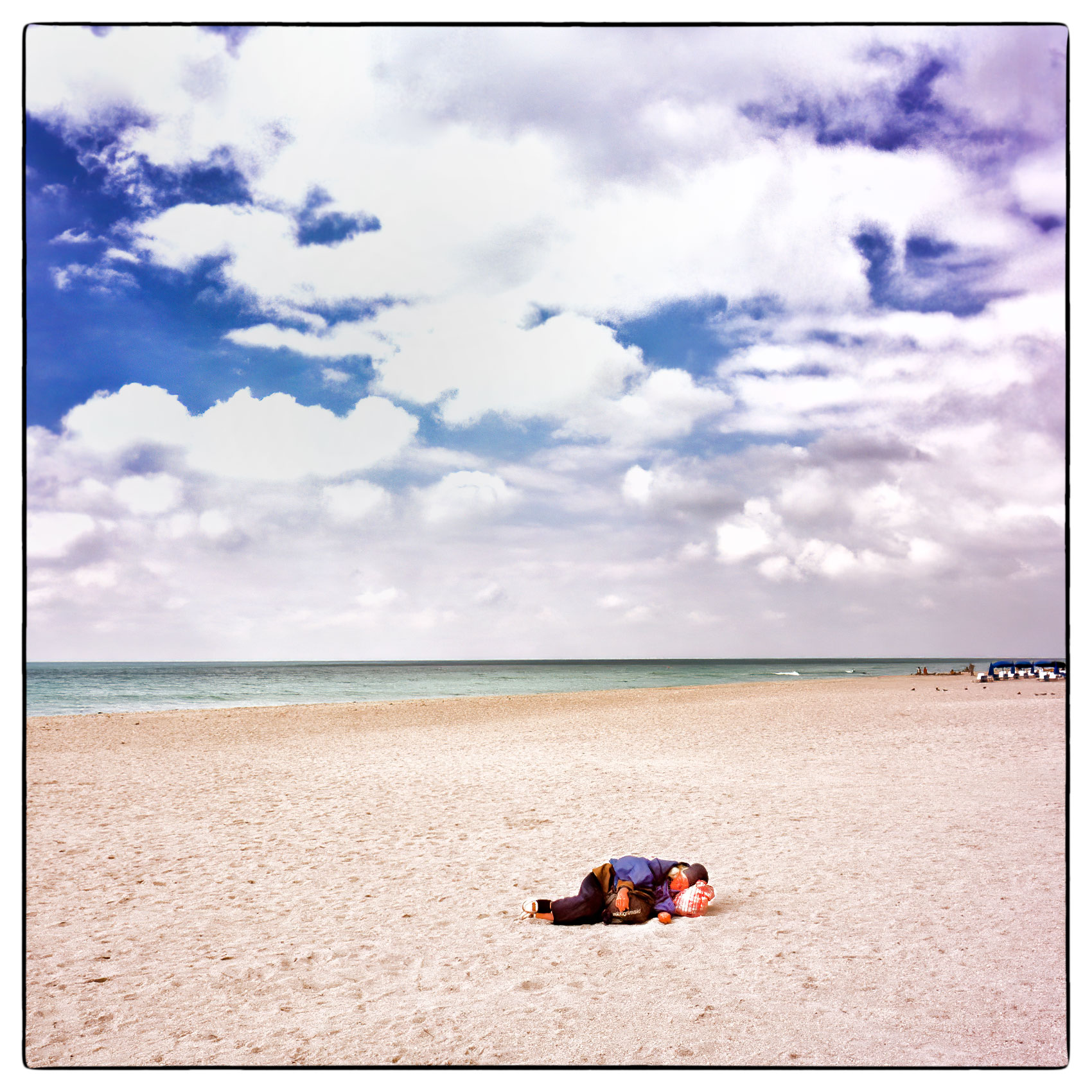 a-homeless-woman-is-surrouned-by-tropical-beauty-as-she-sleeps-in-the-early-morning-on-miami-beach