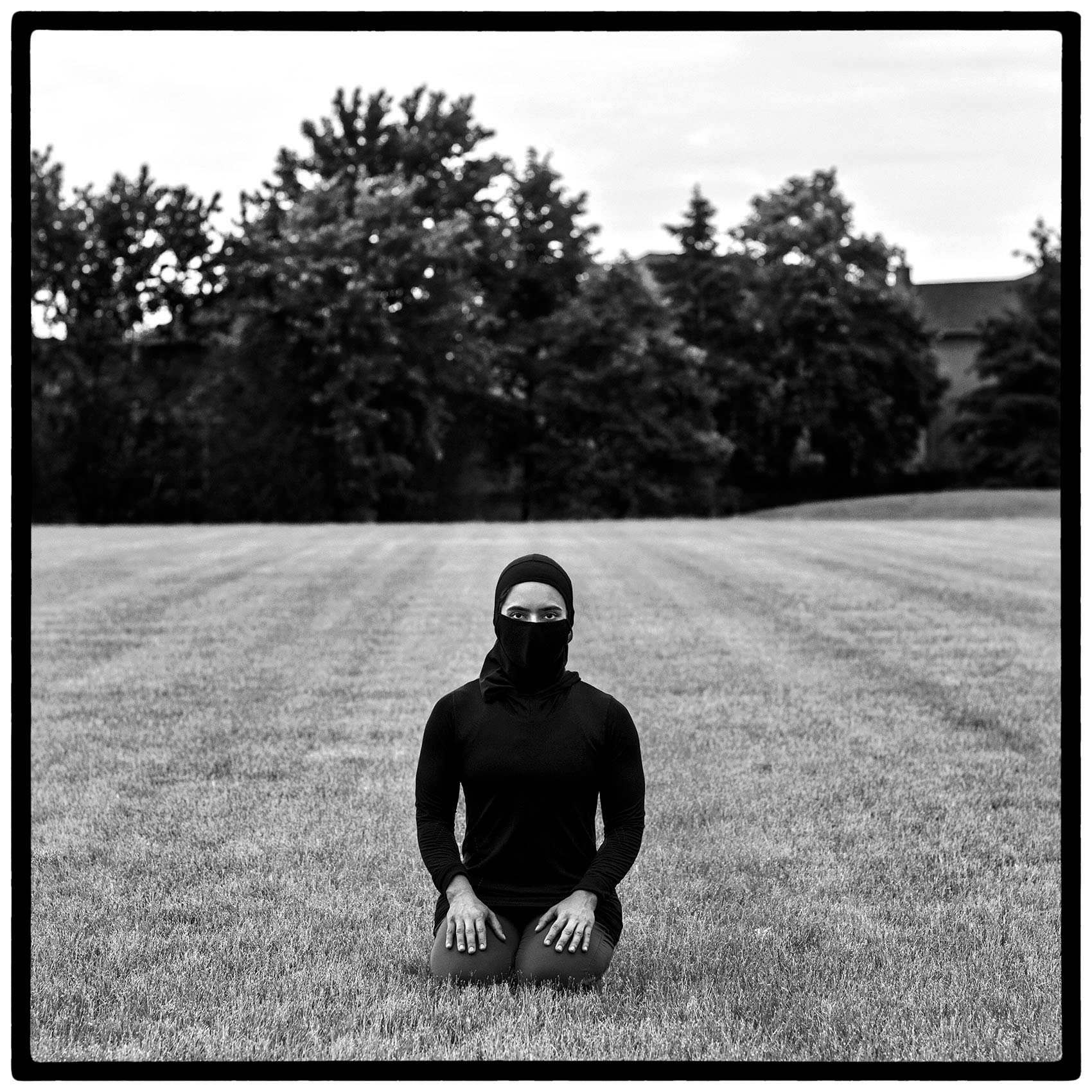 toronto personal trainer saman munir shows off her face mask during a work out during the pandemic