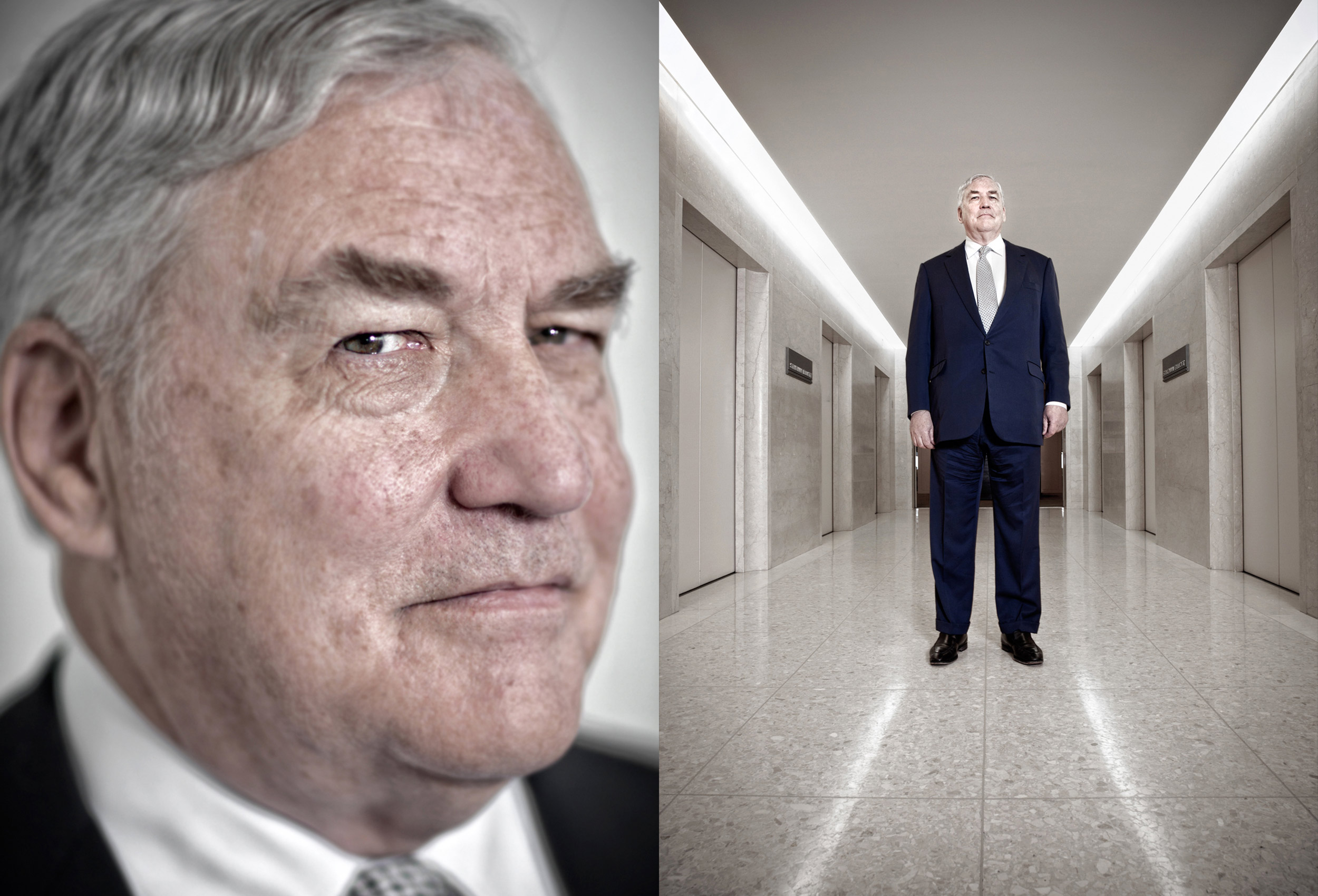 a business portrait of lord conrad black of crossharbour taken in his toronto corporate office