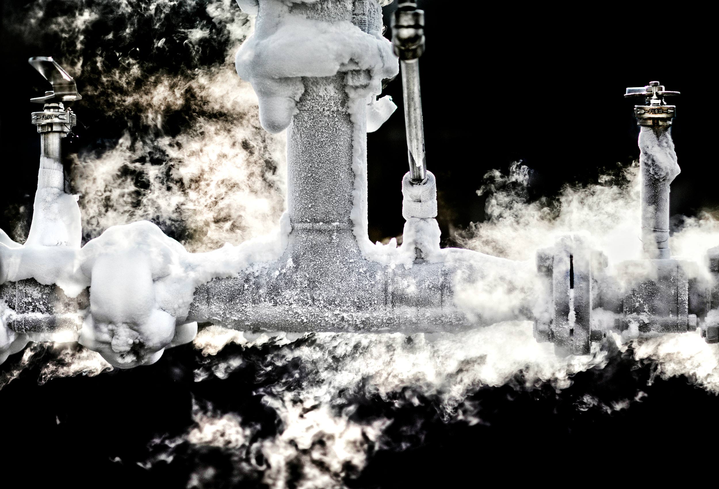 steam pours off of pipes at an air liquide liquid nitrogen plant near montreal quebec