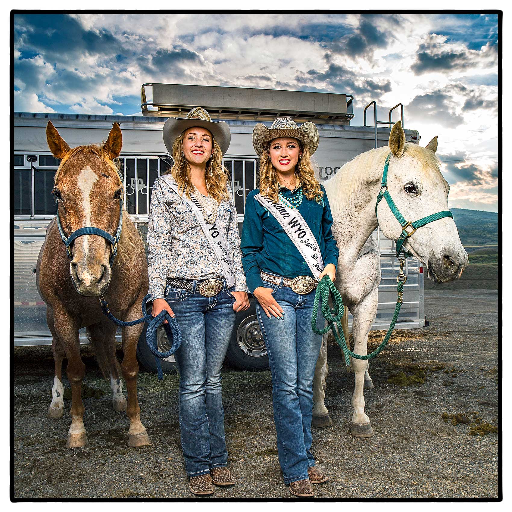 rodeo-queens-pose-with-their-horses-for-a-portrait-at-the-cody-wyoming-2015-rodeo