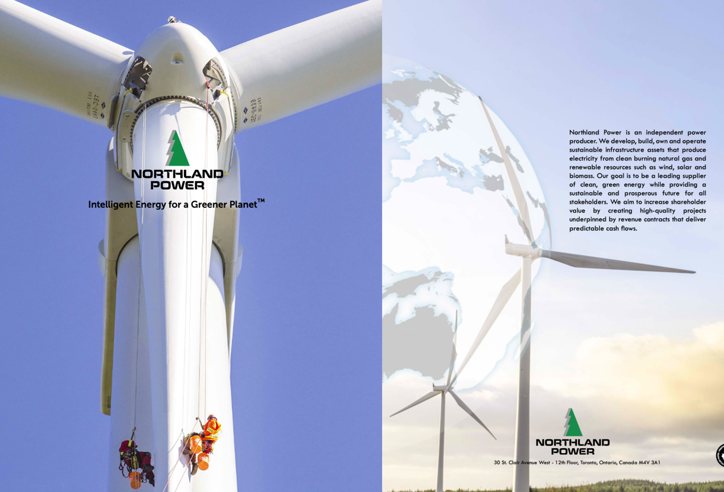 ge northland power employees maintain a wind turbine on manatoulin island in canada